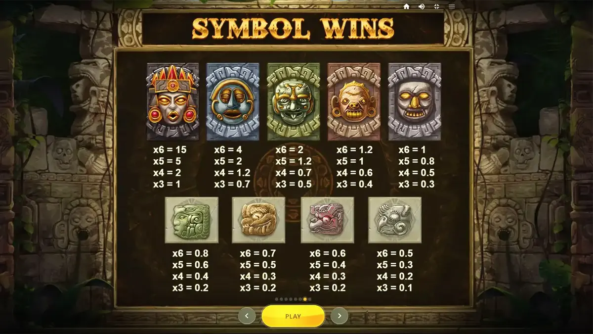 Gonzo’s Quest Megaways slot machine interface com símbolos de máscaras maias e o explorador Gonzo
